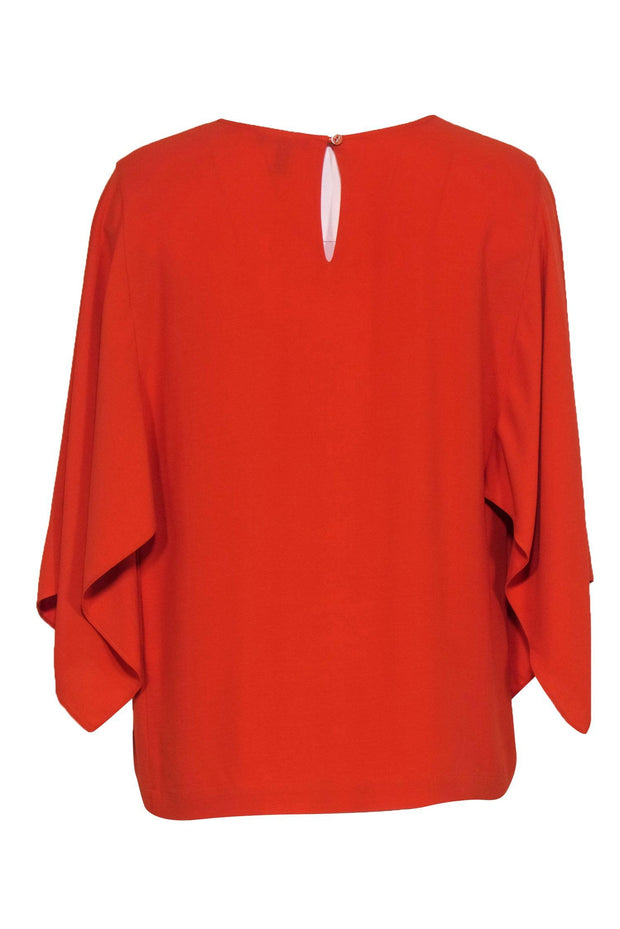 Current Boutique-Eileen Fisher - Orange Cape Sleeve Silk Blouse Sz M