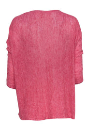 Current Boutique-Eileen Fisher - Pink Linen Quarter Sleeve Knit Sweater Sz XS