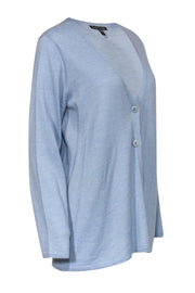Current Boutique-Eileen Fisher - Powder Blue Button-Up Wool Cardigan Sz L