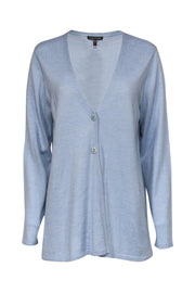 Current Boutique-Eileen Fisher - Powder Blue Button-Up Wool Cardigan Sz L