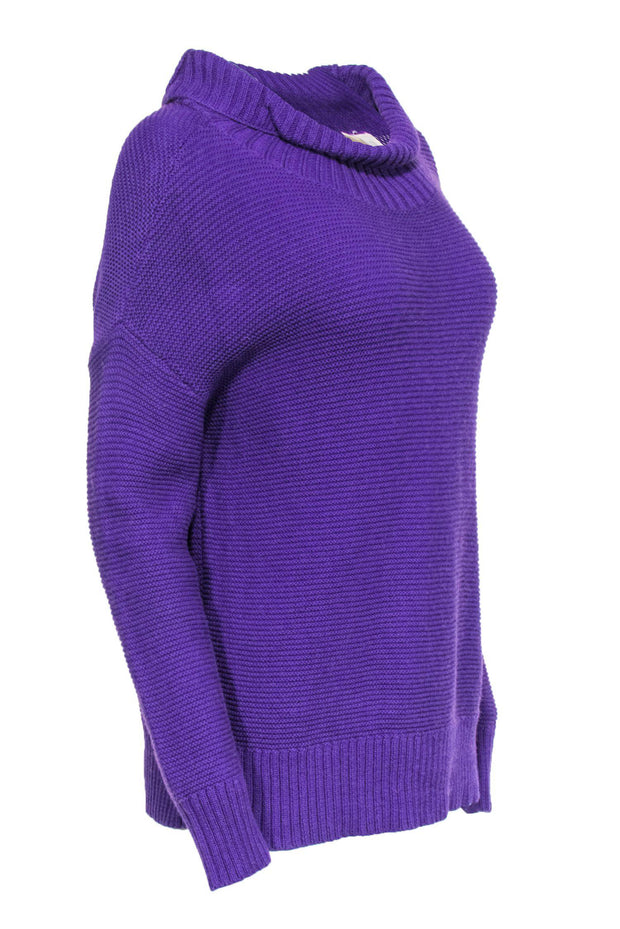 Current Boutique-Eileen Fisher - Purple Knit Cowl Neck Sweater Sz XS