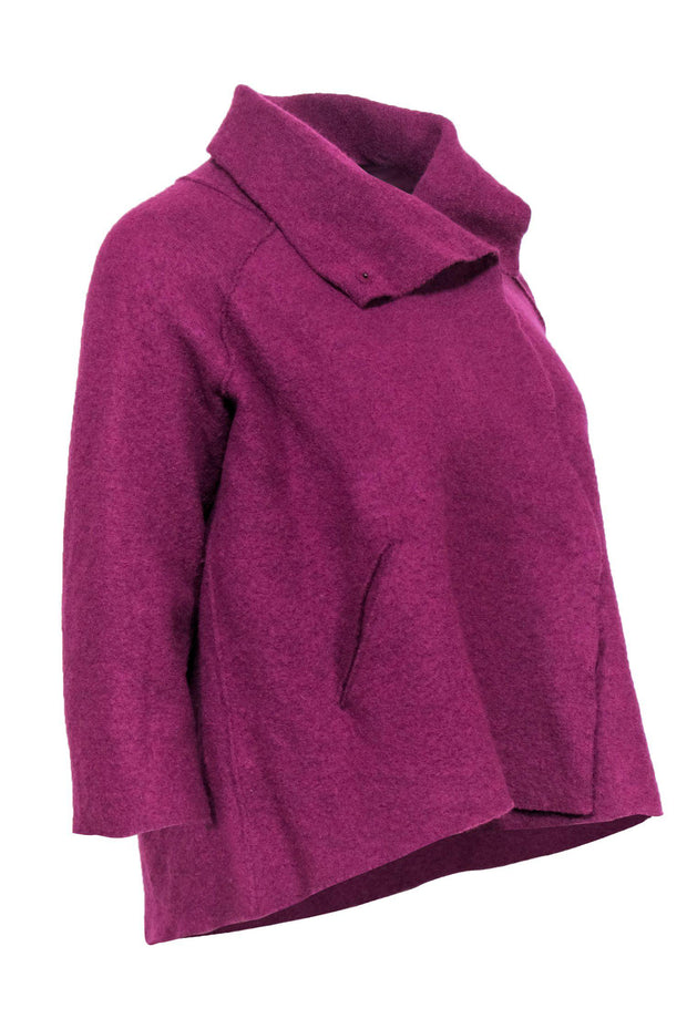 Current Boutique-Eileen Fisher - Purple Wool Button-Up Jacket Sz PP