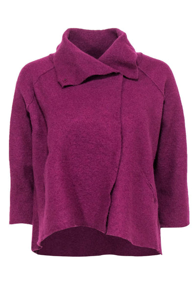 Current Boutique-Eileen Fisher - Purple Wool Button-Up Jacket Sz PP