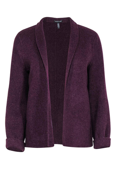 Current Boutique-Eileen Fisher - Purple Wool Open Front Jacket Sz S