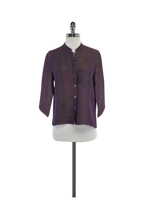 Current Boutique-Eileen Fisher - Purple & Yellow Button-Up Top Sz S