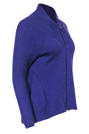 Current Boutique-Eileen Fisher - Purple Zip-Up Mock Turtleneck Wool Sweater Sz PS