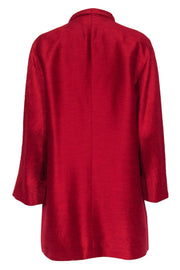 Current Boutique-Eileen Fisher - Red Metallic Silk Blend Draped Open Kimono Sz L