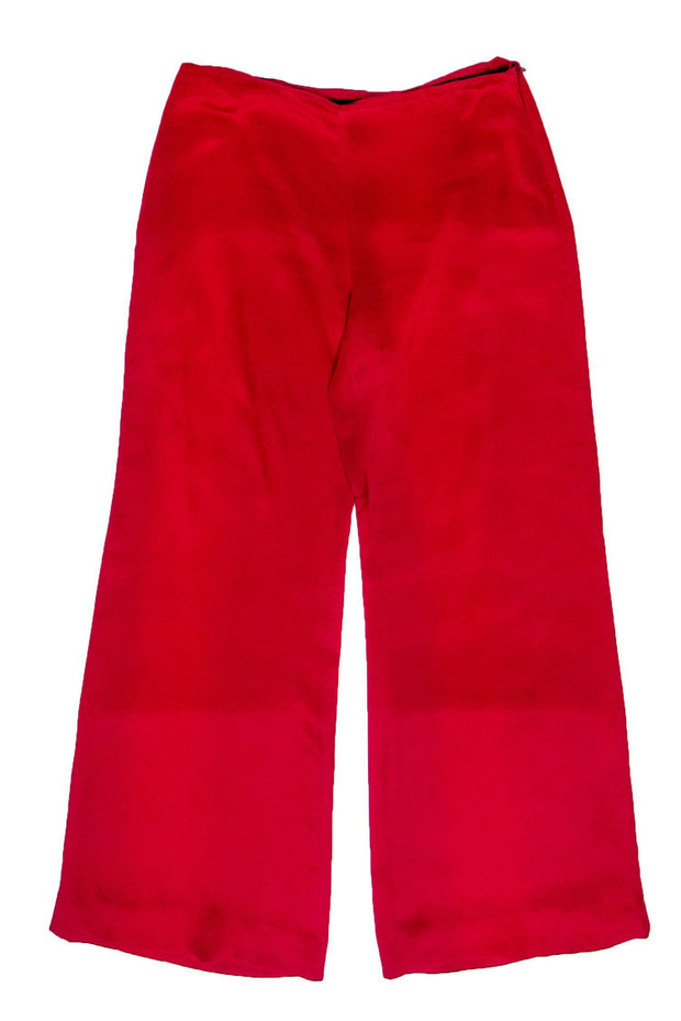 Current Boutique-Eileen Fisher - Red Wide Leg Silk Dress Pants Sz S