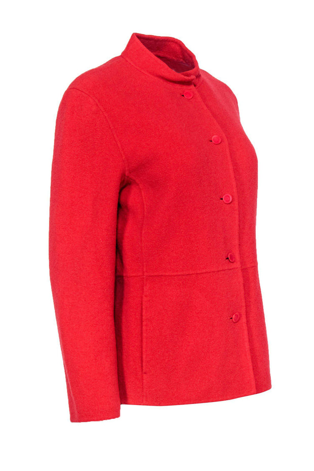 Current Boutique-Eileen Fisher - Red Wool Blend Button Down Jacket Sz M