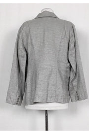 Current Boutique-Eileen Fisher - Silver Linen Shawl Collar Jacket Sz M