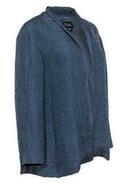 Current Boutique-Eileen Fisher - Slate Blue Crinkle Textured Open Jacket Sz M