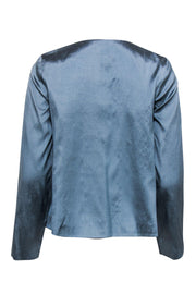 Current Boutique-Eileen Fisher - Slate Blue Embroidered Silk Jacket Sz SP