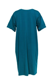 Current Boutique-Eileen Fisher - Teal Short Sleeve T-Shirt Dress Sz L