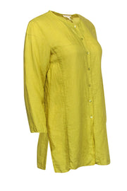 Current Boutique-Eileen Fisher - Yellow Linen Button Down Tunic Sz S