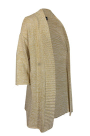 Current Boutique-Eileen Fisher - Yellow Open Front Knit Cardigan Sz S