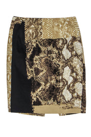 Current Boutique-Elie Tahari - Beige & Brown Python Printed Pencil Skirt Sz 2