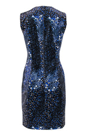 Current Boutique-Elie Tahari - Black, Blue & White Floral Print Sleeveless Shift Dress Sz 12