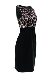 Current Boutique-Elie Tahari - Black & Brown Giraffe Print Sleeveless Sheath Dress Sz 10
