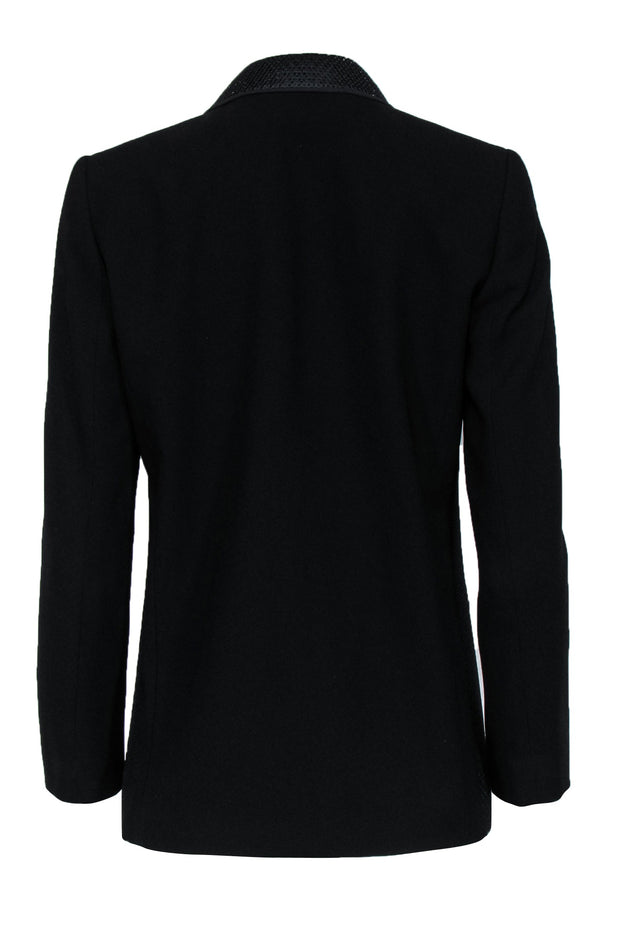 Current Boutique-Elie Tahari - Black Buttoned Blazer w/ Mesh Trim Sz 4