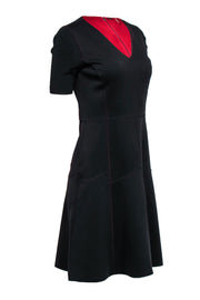 Current Boutique-Elie Tahari - Black Fit & Flare Scuba Dress w/ Red Contrast Fabric Sz 4