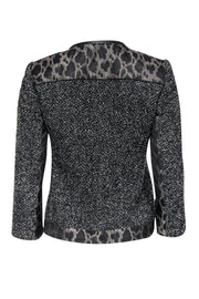 Current Boutique-Elie Tahari - Black & Grey Tweed & Leopard Print Jacket Sz 2