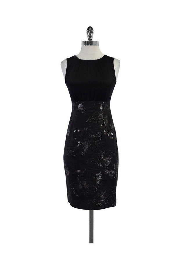Current Boutique-Elie Tahari - Black Jacquard Sleeveless Dress Sz 2