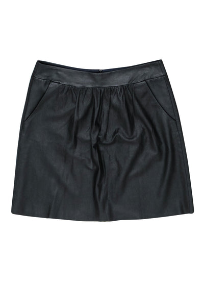 Current Boutique-Elie Tahari - Black Leather Flare Skirt Sz 8