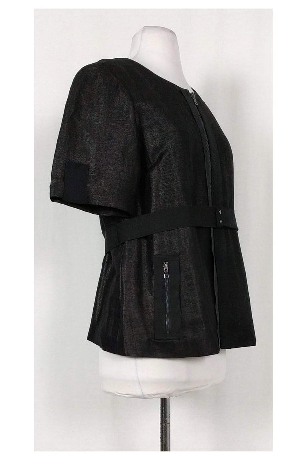 Current Boutique-Elie Tahari - Black Linen Blend Jacket Sz 8