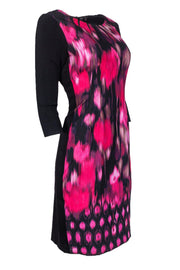 Current Boutique-Elie Tahari - Black & Pink Ikat Sheath Dress Sz 8