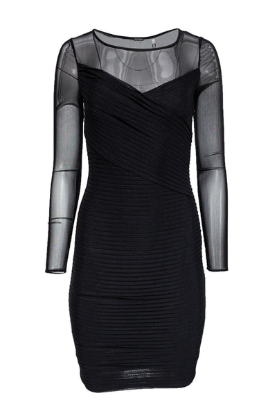 Current Boutique-Elie Tahari - Black Pintucked Bodycon Dress Sz 2