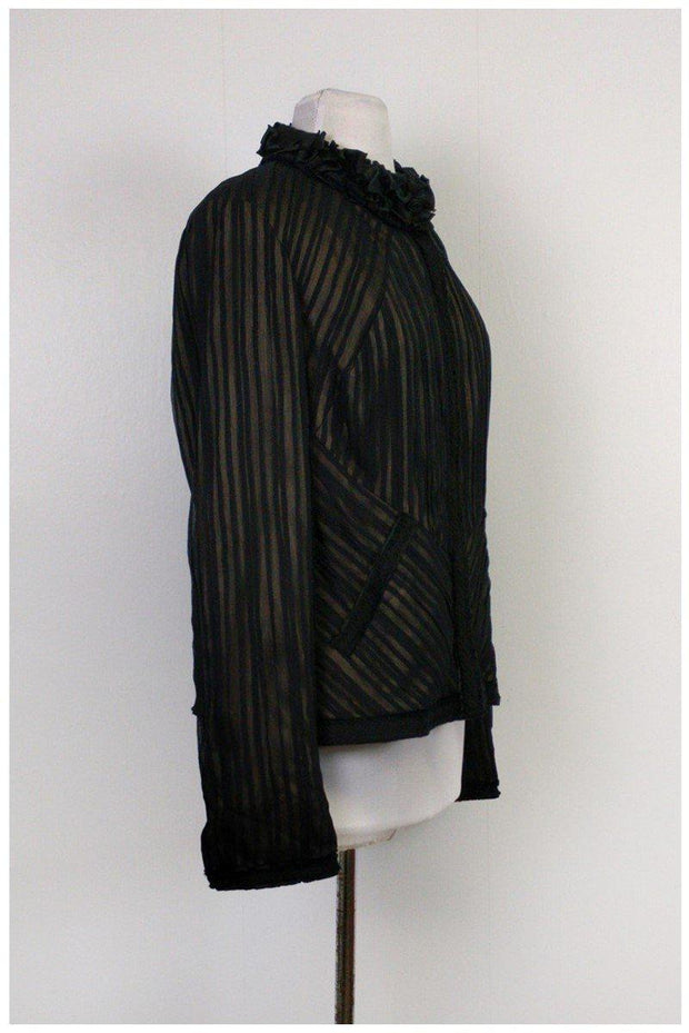 Current Boutique-Elie Tahari - Black Pleated Jacket Sz L