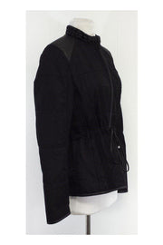 Current Boutique-Elie Tahari - Black Quilted & Leather Trim Jacket Sz M