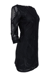 Current Boutique-Elie Tahari - Black Silk & Cotton Eyelet Dress Sz 2
