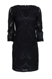 Current Boutique-Elie Tahari - Black Silk & Cotton Eyelet Dress Sz 2