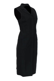 Current Boutique-Elie Tahari - Black Sleeveless Button-Up Collared Midi Dress Sz M