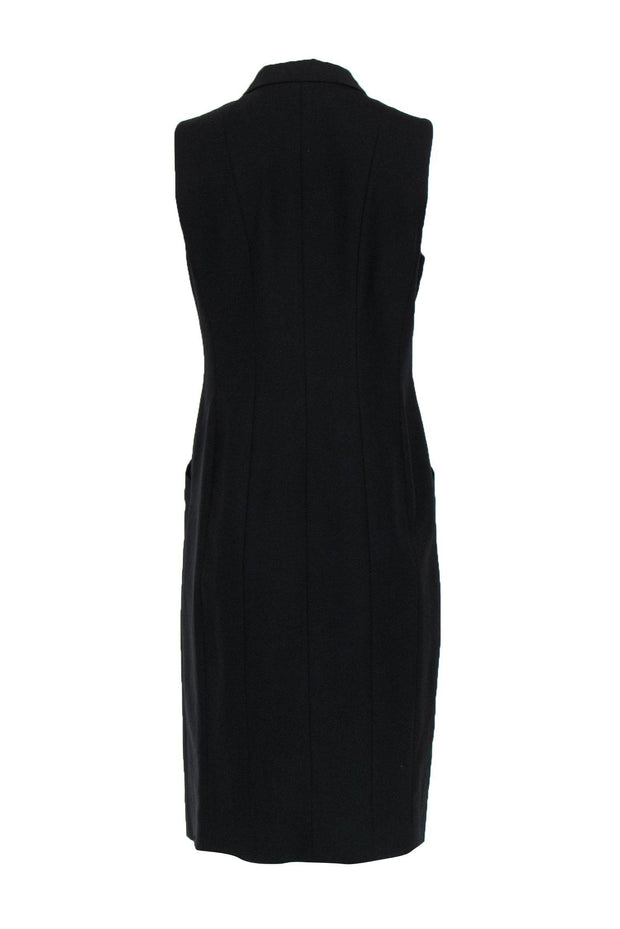 Current Boutique-Elie Tahari - Black Sleeveless Button-Up Collared Midi Dress Sz M