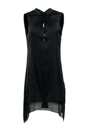 Current Boutique-Elie Tahari - Black Sleeveless Shift Dress w/ Neck Tie Sz 8