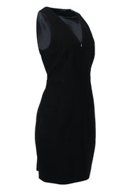 Current Boutique-Elie Tahari - Black V-Neck Fitted Dress w/ Front Zipper Sz 8