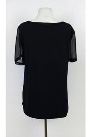 Current Boutique-Elie Tahari - Blue & Black Printed Silk Blouse Sz M