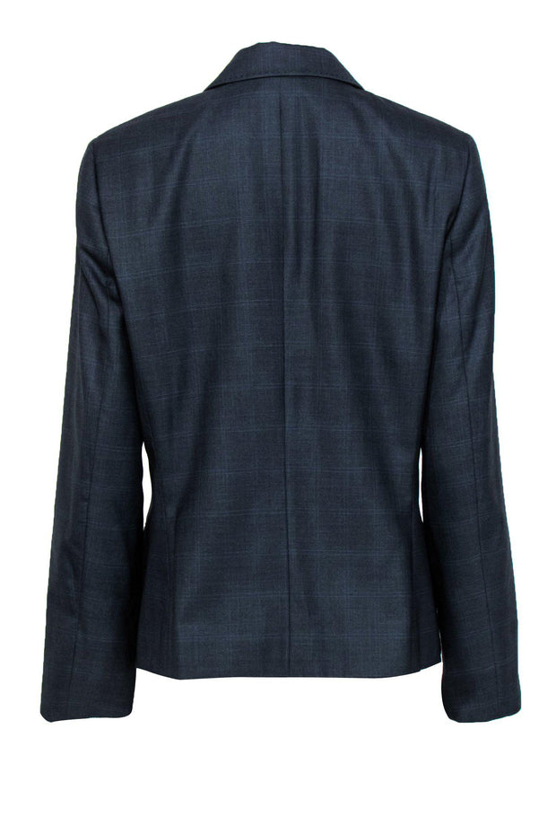 Current Boutique-Elie Tahari - Blue & Gray Plaid Single-Button Blazer Sz 14