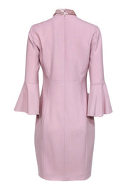 Current Boutique-Elie Tahari - Blush Pink Bell Sleeve "Dorothea" Sheath Dress w/ Satin Trim Sz 6