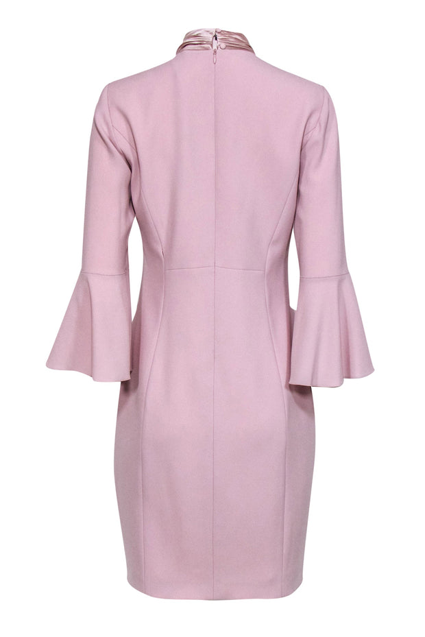 Current Boutique-Elie Tahari - Blush Pink Bell Sleeve "Dorothea" Sheath Dress w/ Satin Trim Sz 6
