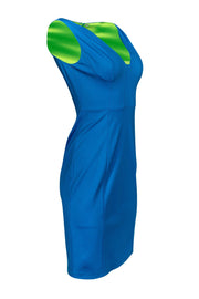 Current Boutique-Elie Tahari - Bright Blue Plunge Sheath Dress Sz 2