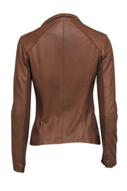 Current Boutique-Elie Tahari - Brown Leather Zip-Up Jacket Sz XS