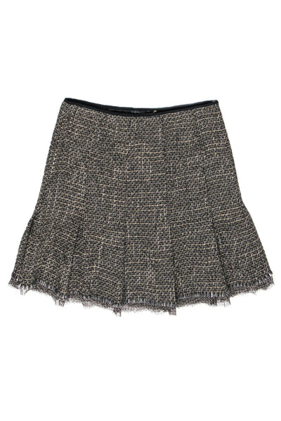 Current Boutique-Elie Tahari - Brown Tweed Pleated Skirt Sz 12