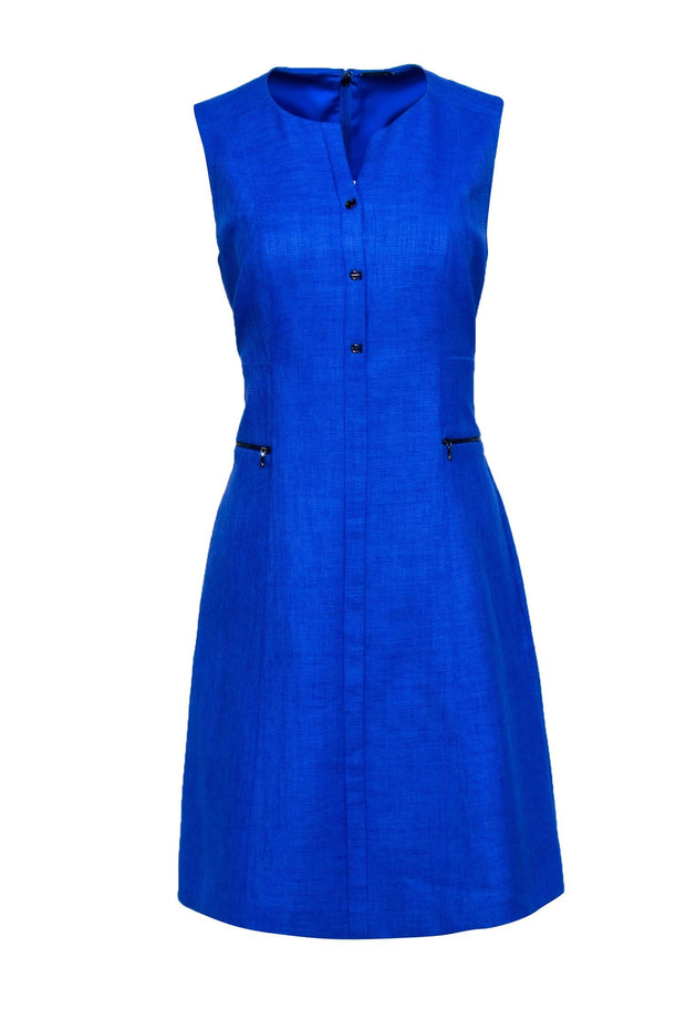Current Boutique-Elie Tahari - Cobalt Woven A-Line Dress Sz 8