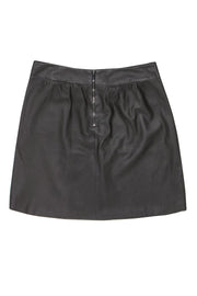 Current Boutique-Elie Tahari - Dark Brown Leather Flare Skirt Sz 10