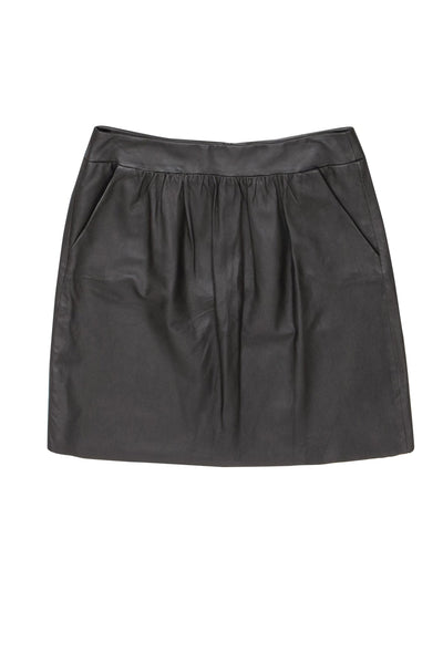 Current Boutique-Elie Tahari - Dark Brown Leather Flare Skirt Sz 10