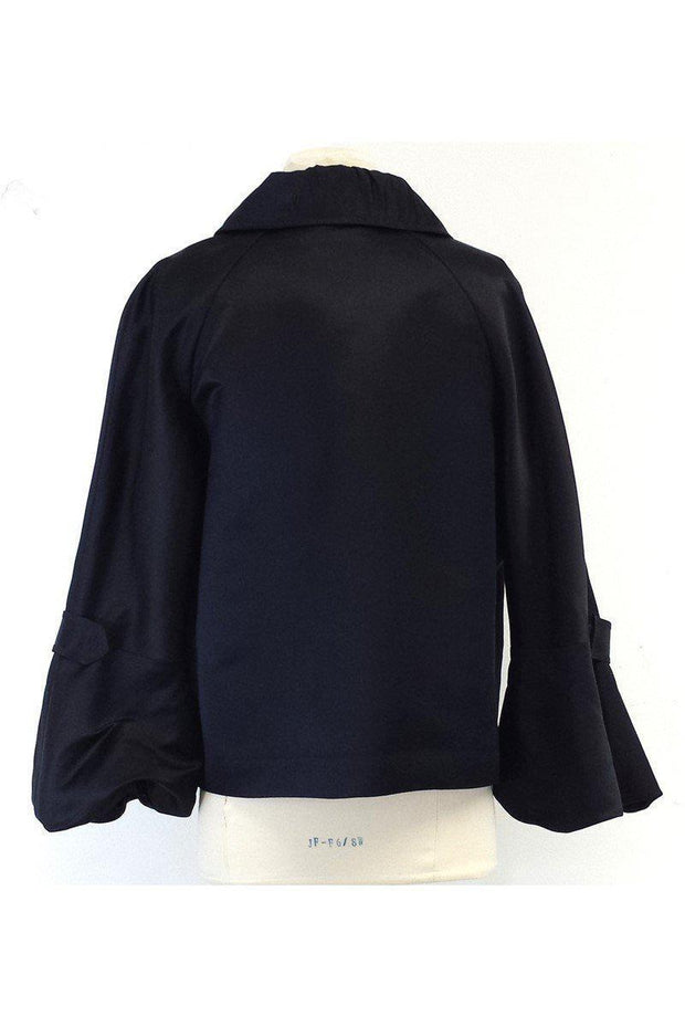 Current Boutique-Elie Tahari - Dark Navy Glossy Silk Jacket Sz L