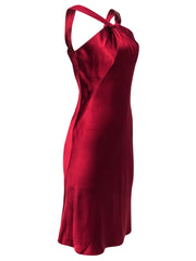 Current Boutique-Elie Tahari - Deep Red Satin Knot-Front Dress Sz 8